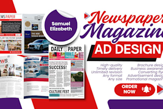 design newspaper ad, promotional magazine ad, business advertisement layout