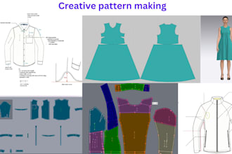 design creative 2d clothing sewing pattern with grading