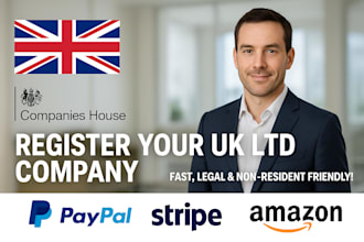 register your UK ltd company with documents for amazon, paypal, or stripe