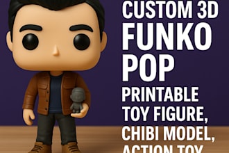 create custom cute 3d funko pop chibi stl toy action toy figure for printing