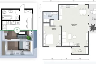 design 2d floor plan, furniture layout interior and exterior design for any room