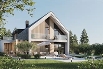 render 3d exterior, landscape design with garden,swimming pool,patio,cgi terrace
