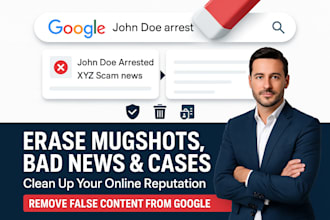 remove negative articles false bad news links mugshots cases from google search