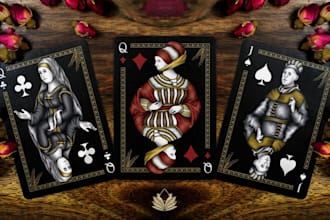 design custom card game, playing cards, illustrations, board game assets art
