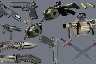 realistic 3d weapon model game ready high poly pbr assets for unity and unreal