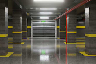 design 3d airport car pack exterior rendering with 3d airport carpark modeling