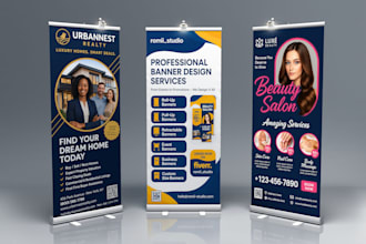 design roll up, pull up, retractable banner roller and event banner