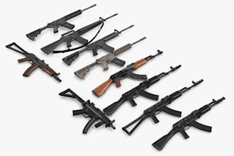 model realistic 3d gun and weapon assets for games and animation