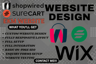 design a shopwired ecommerce website wordpress duda godaddy wix shopify website