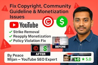 fix youtube copyright, guideline strikes, and monetization issues professionally