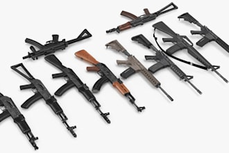 model realistic 3d guns and weapon assets for your game or animation