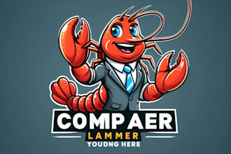 design creative lobster mascot logo with new concept in 1 day