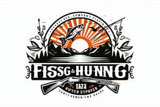 do fishing and hunting logo design with unlimited revision