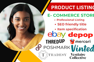 do product listing on poshmark, wayfair, thredup, mercari, walmart, ebay, vinted