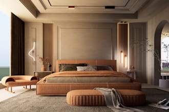 render minimalist 3d cozy bedroom, bathroom, kitchen, living room,ikea furniture