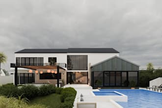 design 2d floor plan, house interior, patio, landscape design, 3d rendering
