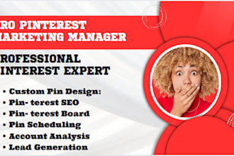setup optimized and do pinterest marketing manager pins and boards