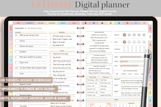 design etsy digital planner, etsy digital products,hyperlinked planner, etsy SEO