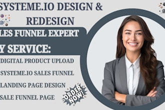 create systeme io sales funnel landing page and systeme io website setup service