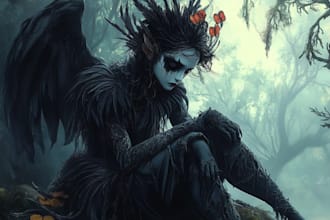 draw fantasy or dark creepy horror art illustration