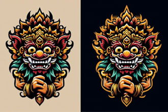 give balinese barong mask mascot logo design with new concepts