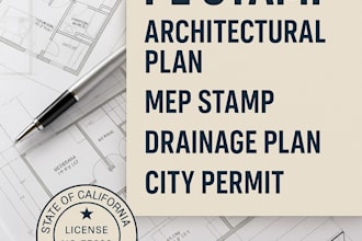 do architectural stamp, mep stamp, pe stamp, and seal for USA city permit