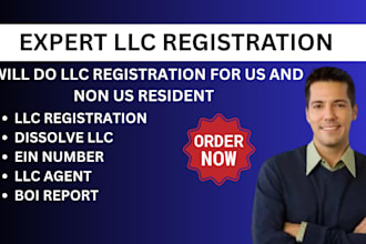 llc registration, ein number, dissolve llc boi report for US and non US resident