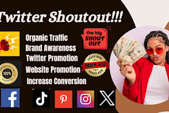 give a powerful twitter and instagram shoutout for real growth