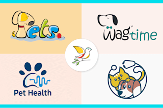 design vintage minimalist pet, dog, cat, animal logo with full brand identity