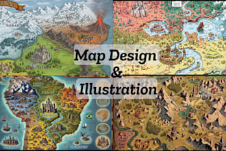 fantasy map illustration, dnd, political map design, vector, isometric world map