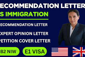 write expert opinion, recommendation letter for USA immigration