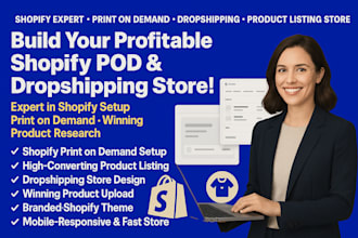 setup shopify print on demand pod shopify listing shopify dropshipping store SEO