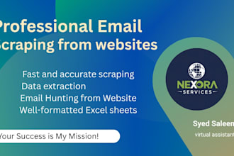 do email collection, web scraping, mining and research