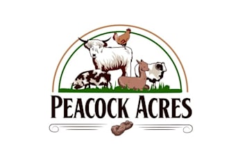 make unique beautiful farmstead logo for peacock acres