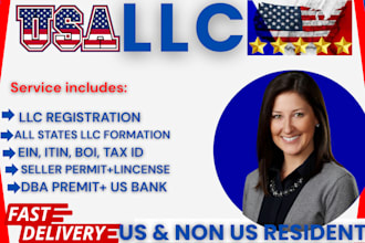 get your irs tax id, llc registration, dba permit us bank ein number in 24hours