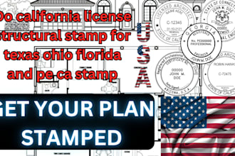 draw 2d plan review sign and ca stamp pe stamp florida stamp for city permit