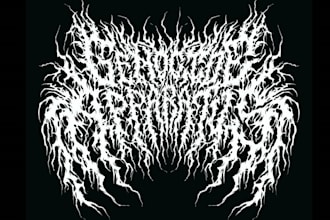 draw black death metal logo deathcore ,gothic goregrind slam t shirt design