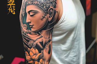 hand draw a full sleeve tattoo design unique modern