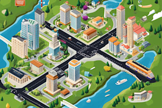 draw a unique vector or isometric map