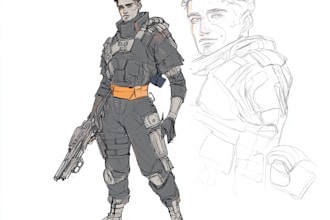 sketch of your character, sci fi fantasy, cyberpunk