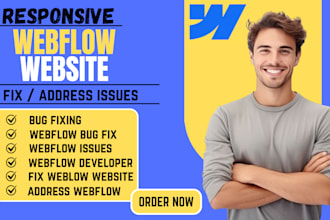 fix webflow website issues edit template responsiveness issues and broken layout