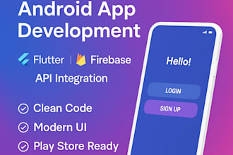 develop flutter android apps with firebase and modern UI