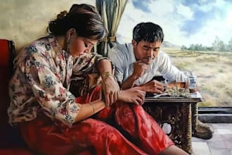 create oil painting, digital oil painting