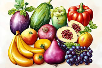 draw realistic illustrations of flowers, plants, fruits, etc
