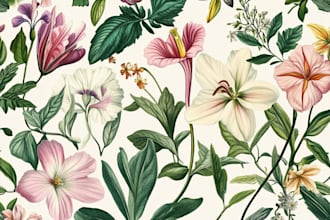 draw botanical illustrations of flowers, plants and fruits