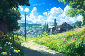 create anime, game, and visual novel background painting