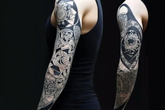 create sleeve tattoo design in geometric style