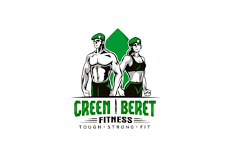 design creative green beret fitness branding logo