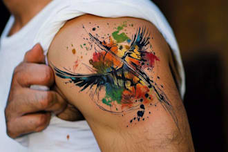 custom a watercolor tattoo design
