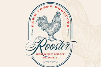 create a professional vintage rooster logo